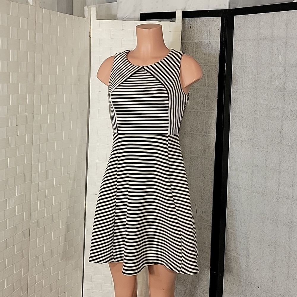 ATTENTION STRIPE SLEEVELESS ROUNDNECK MINI DRESS - Picture 2 of 12